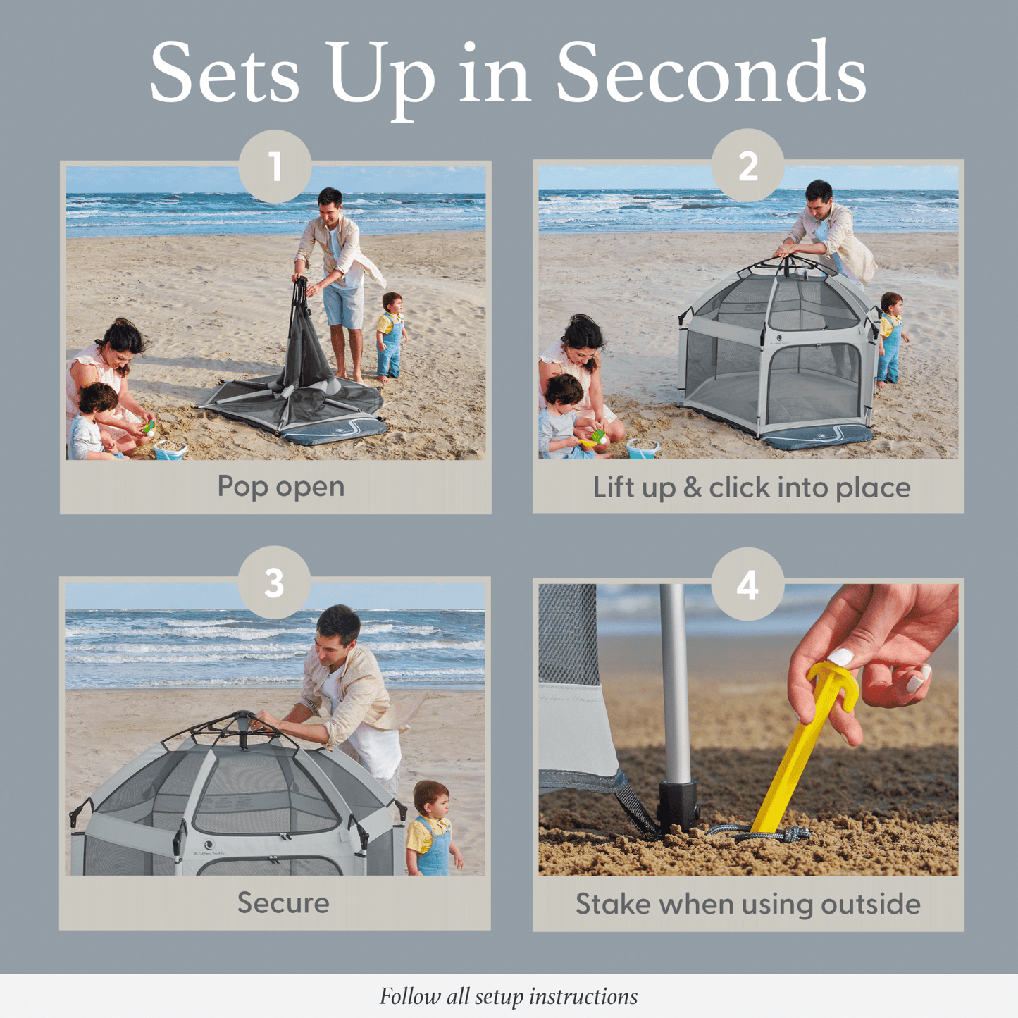 Pop 'N Go Playpen in cosmic gray by The California Beach Company LLC, featuring a lightweight, portable design for easy setup.