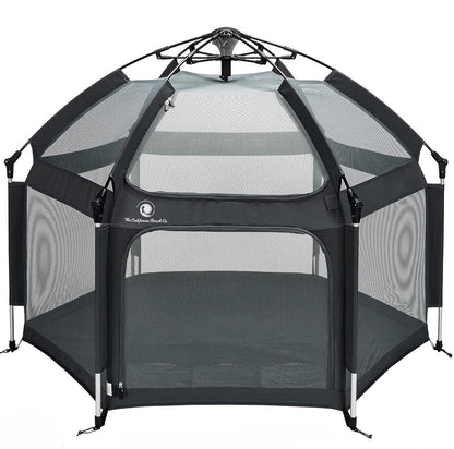 Pop 'N Go Playpen in cosmic gray by The California Beach Company LLC, showing a portable, foldable playpen for babies and toddlers.