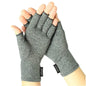 Gray open finger arthritis compression gloves from The Digital Health Store, designed for support and enhanced finger mobility.