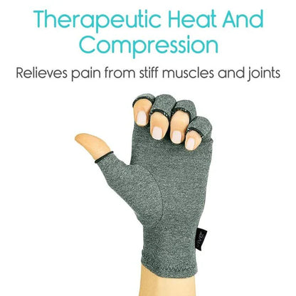Open finger arthritis compression gloves in grey, designed for support and pain relief, by The Digital Health Store.