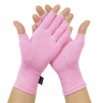 Open finger arthritis compression gloves in grey by The Digital Health Store, designed for support and pain relief.