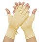 Grey arthritis compression gloves with open fingers for support and pain relief, designed for small size from The Digital Health Store.