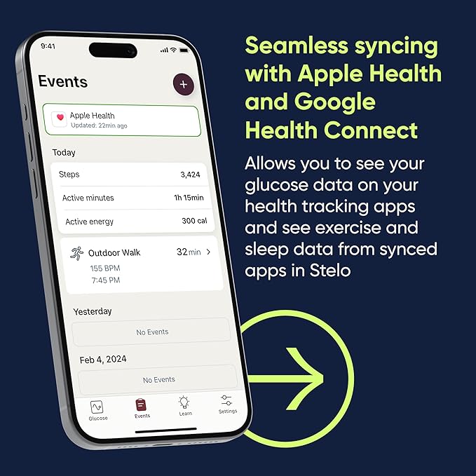 Dexcom Stelo continuous glucose monitor biosensors in a 2-pack, Bluetooth-enabled 15-day sensors for glucose monitoring.