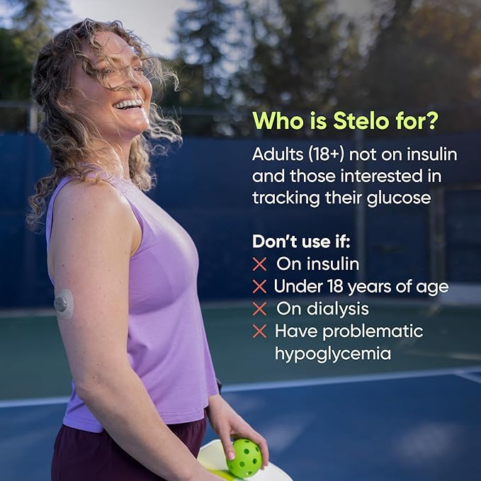Dexcom Stelo continuous glucose monitor biosensors pack with two 15-day Bluetooth-enabled glucometers for diabetes management.