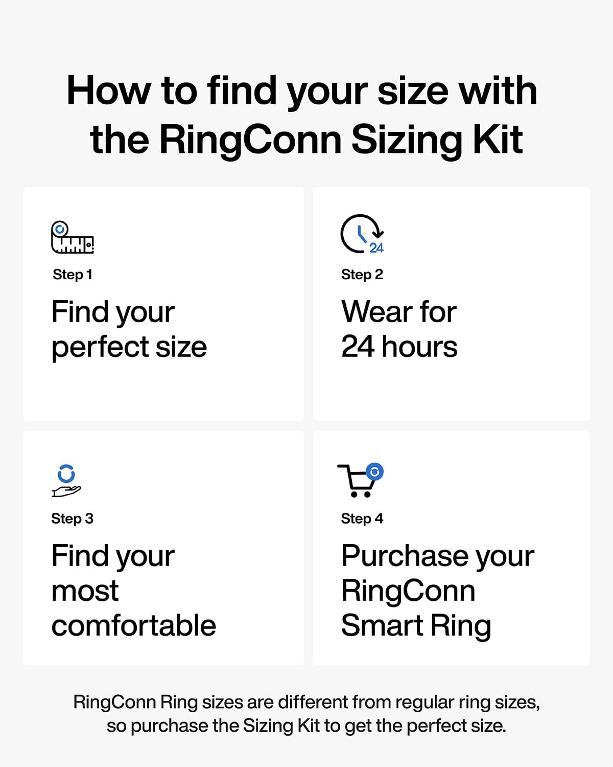 RingConn Gen 2 Air smart ring sizing kit from The Digital Health Store, includes tools to find the perfect ring size.