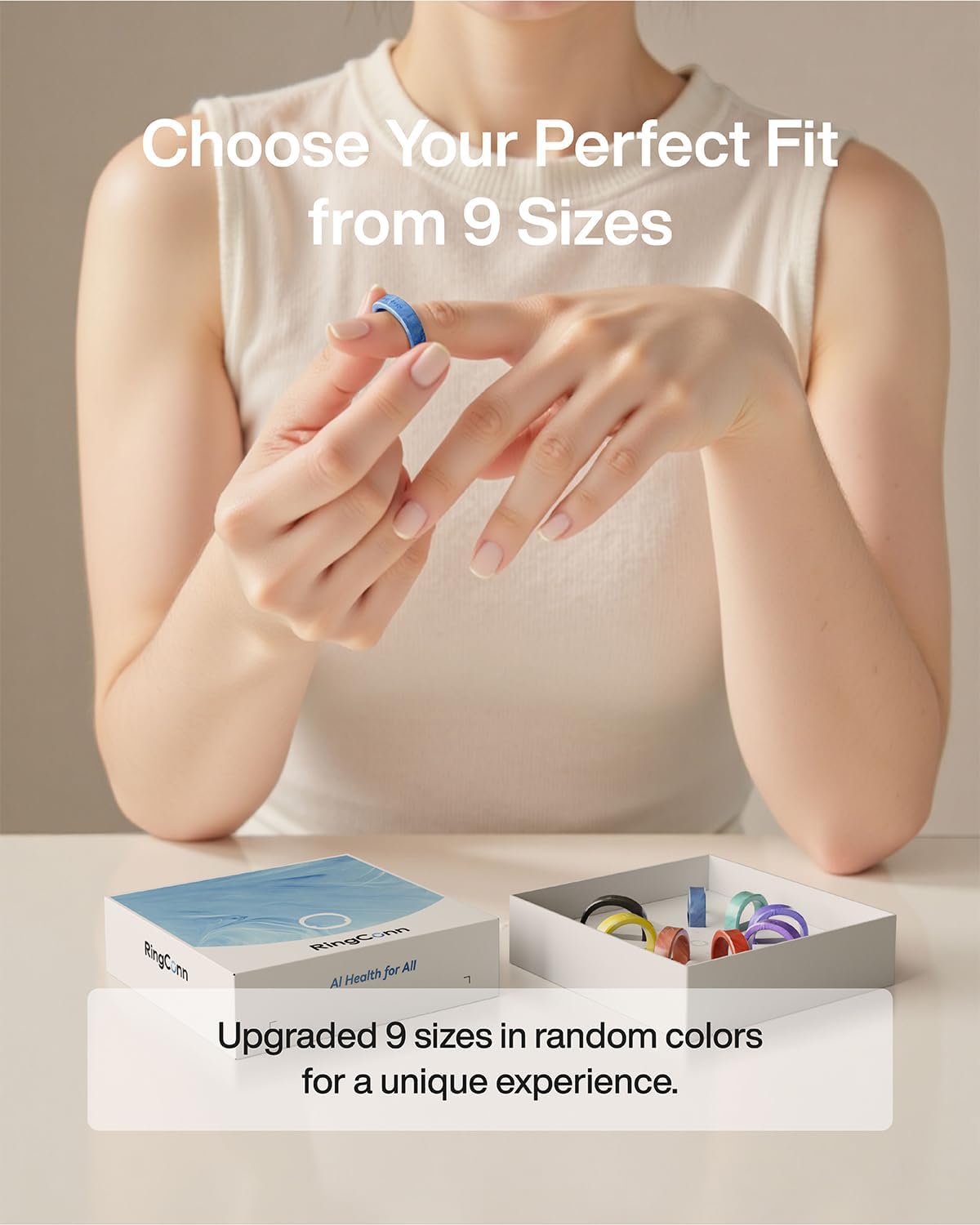 RingConn Gen 2 Air smart ring sizing kit from The Digital Health Store, includes tools to find your perfect ring size.