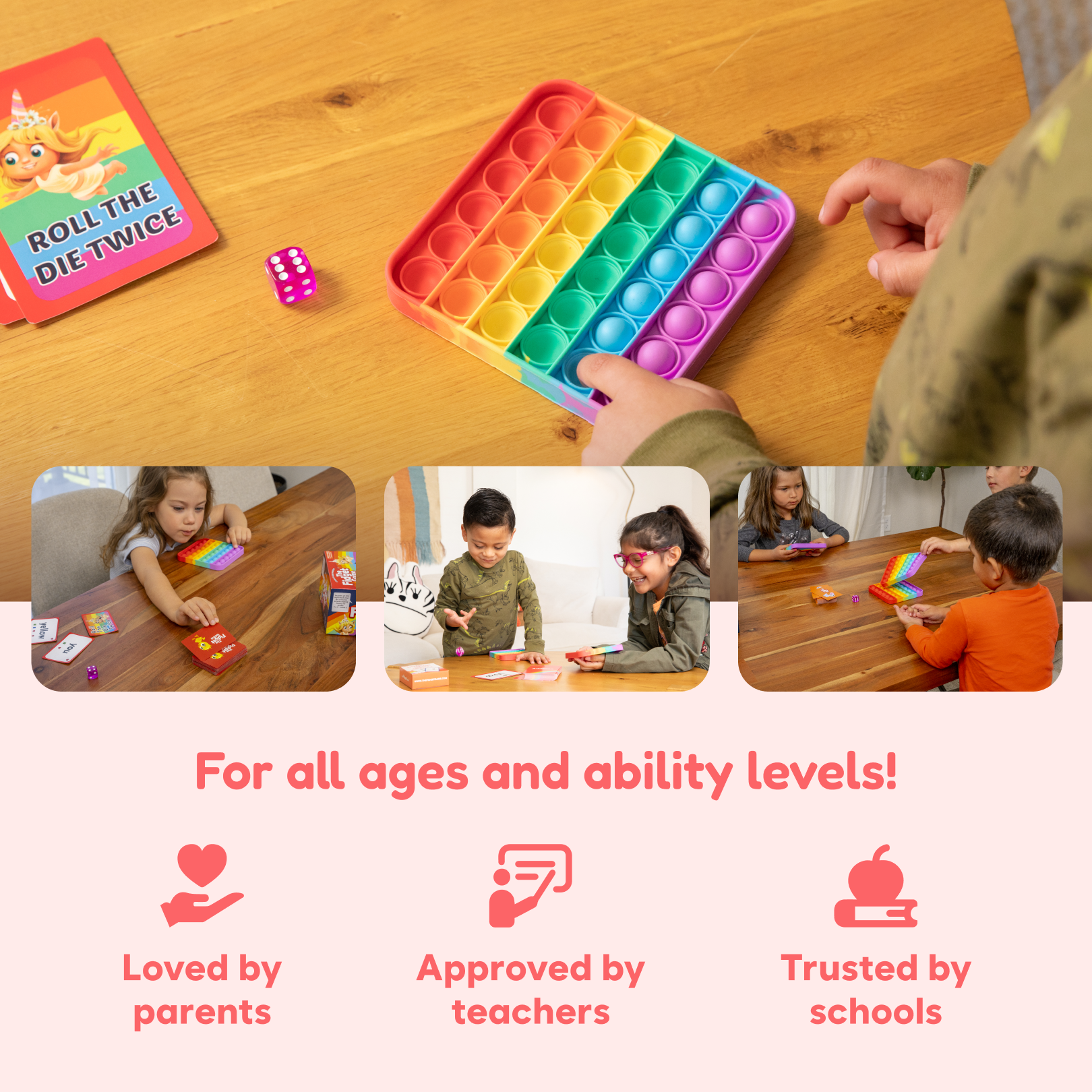The Fidget Games Sight Words Edition box showing colorful game components and title for educational sight word practice.