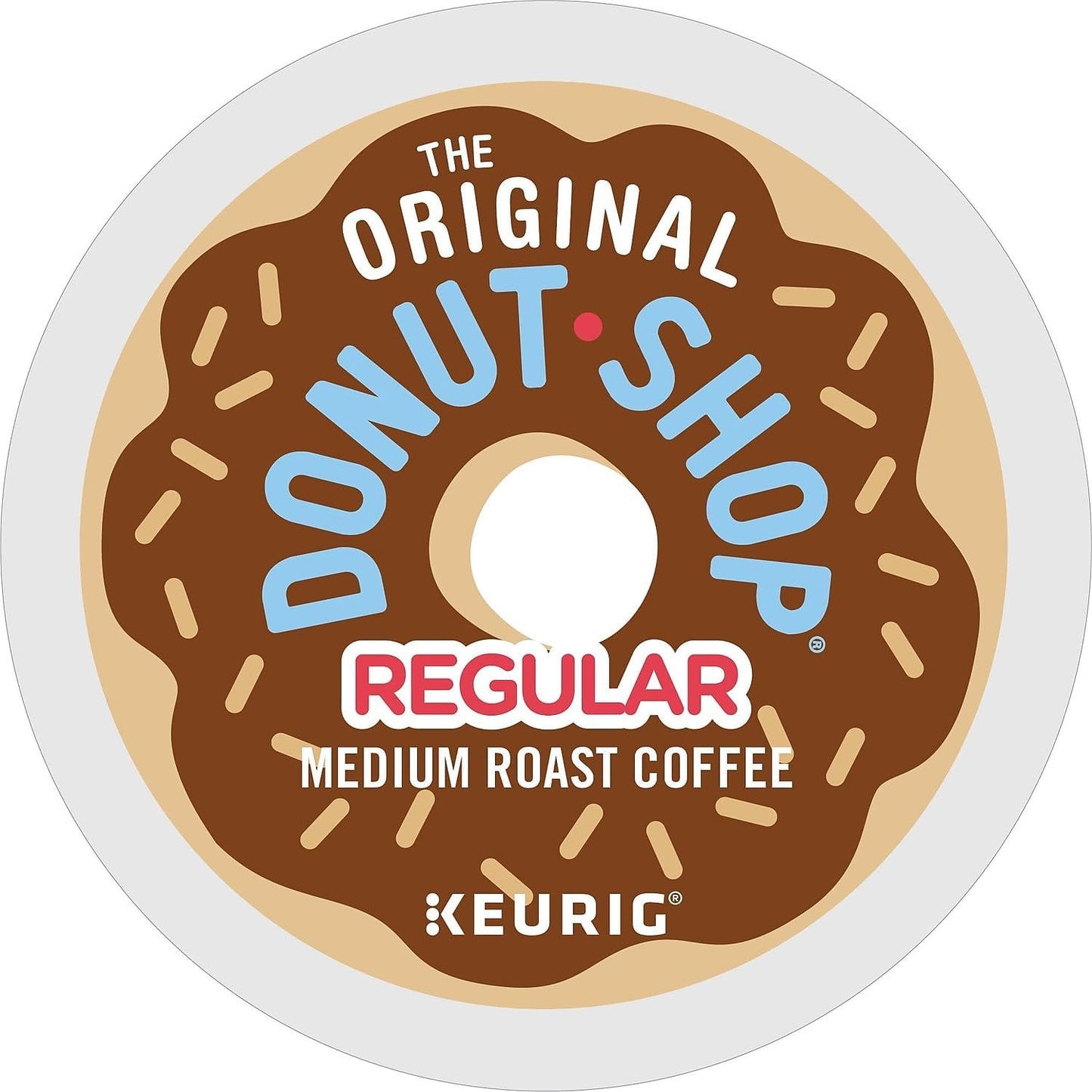 Box of 96 The Original Donut Shop Regular medium roast Keurig K-Cup coffee pods for single-serve brewing.