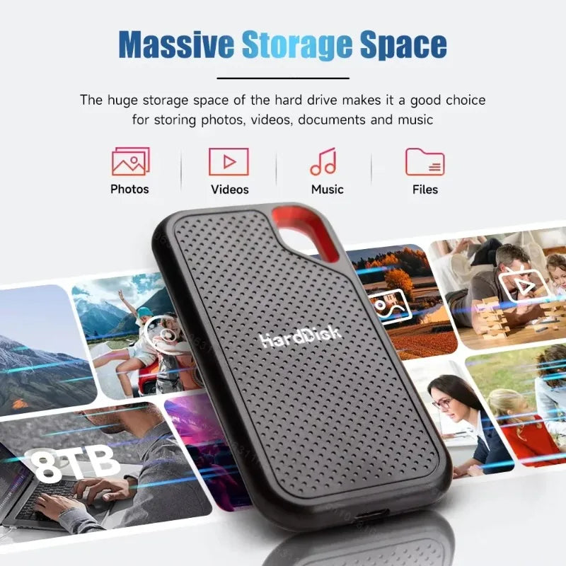 The Shopper Stop 1TB high-speed external SSD portable hard drive for laptop and PC, with sleek black design and compact size.