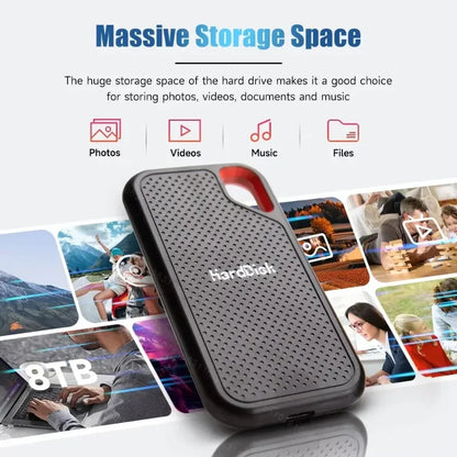 The Shopper Stop 1TB high-speed external SSD portable hard drive for laptop and PC, with sleek black design and compact size.