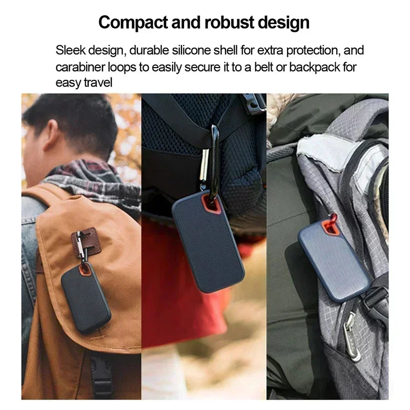 The Shopper Stop 1TB high-speed external SSD and 128TB portable hard drive for laptop and Mac, compact and durable.