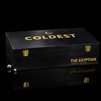 Coldest Legacy 001 The Egyptian vape device with intricate Egyptian-inspired design and sleek black finish.