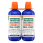 TheraBreath Healthy Gums Oral Rinse bottles, 33.8 fl oz, 2-pack, showing the label and cap on a white background.