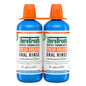 TheraBreath Icy Mint Oral Rinse in a 1-liter, 2-pack with bottles showing blue label and mint flavor for fresh breath.