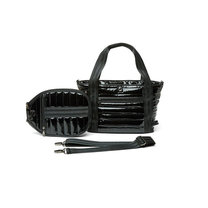 Think Royln Ace of the Court pickleball bag in sleek black patent, designed for carrying pickleball gear and accessories.