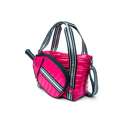 Think Royln Ace of the Court pickleball bag in sleek black patent, designed for carrying pickleball gear and accessories.