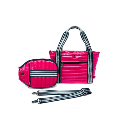 Think Royln Ace of the Court pickleball bag in sleek black patent finish, designed for convenient sports gear storage.