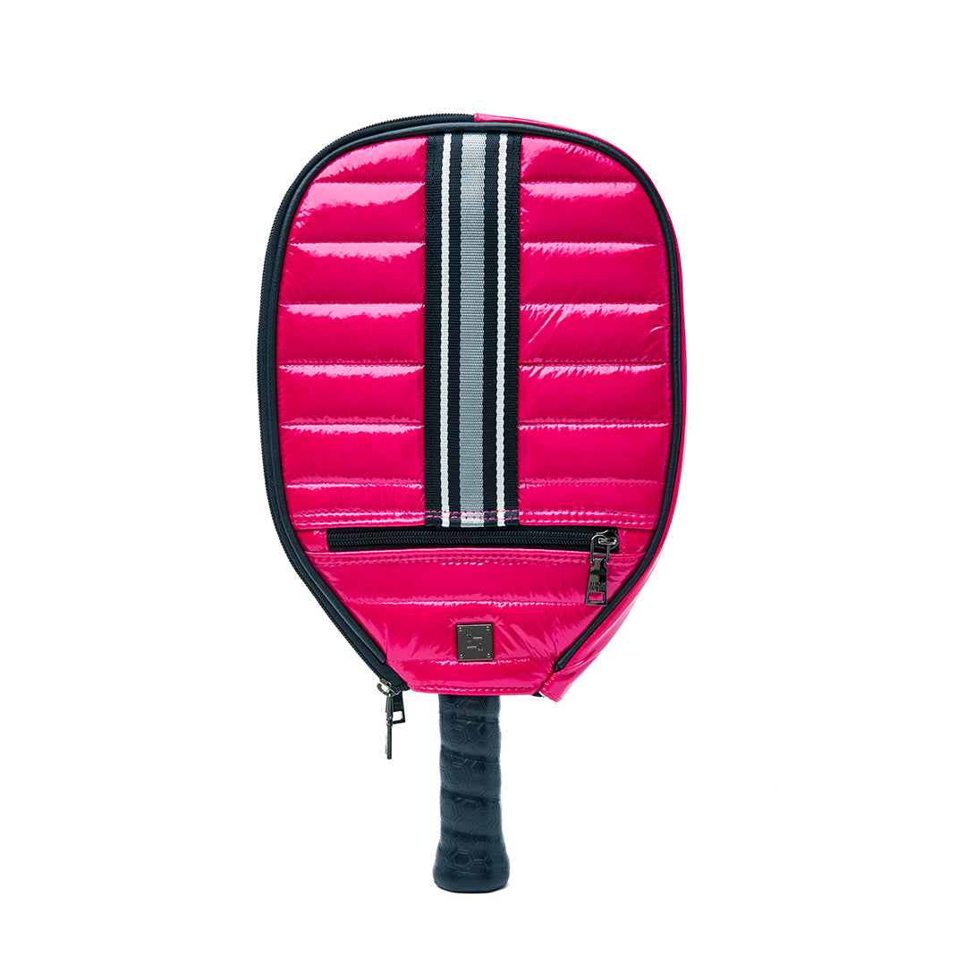 Think Royln Ace of the Court Pickleball Bag in black patent, stylish and spacious bag for pickleball gear storage and transport.