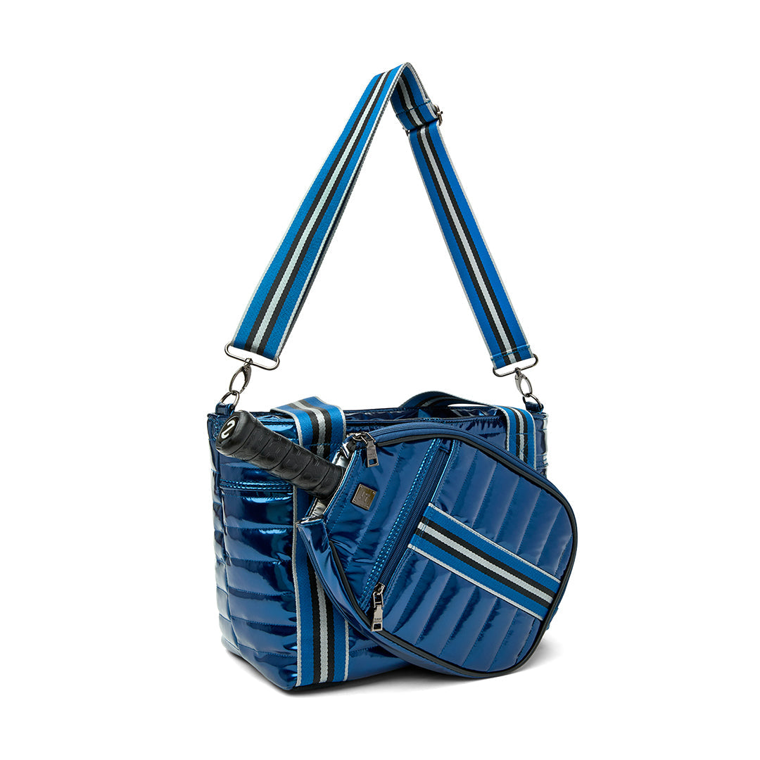Think Royln Ace of the Court pickleball bag in sleek black patent finish, designed for carrying pickleball gear and accessories.