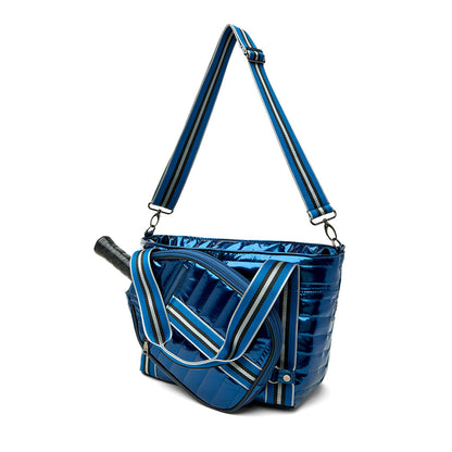 Think Royln Ace of the Court pickleball bag in sleek black patent, designed for storing pickleball gear and accessories.
