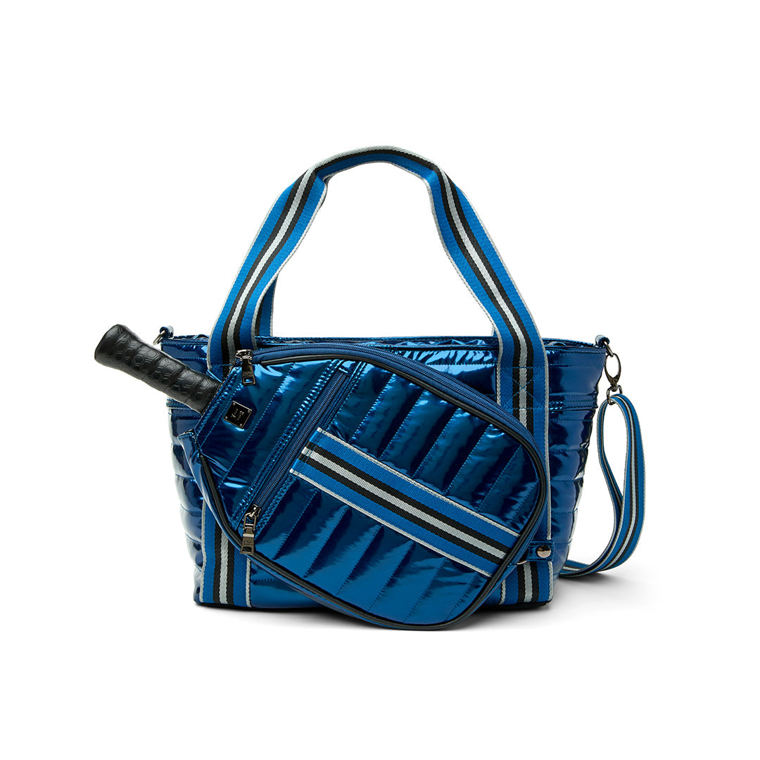 Think Royln Ace of the Court pickleball bag in sleek black patent finish, designed for carrying pickleball gear and accessories.