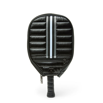 Think Royln Ace of the Court pickleball bag in sleek black patent with multiple compartments for gear storage.