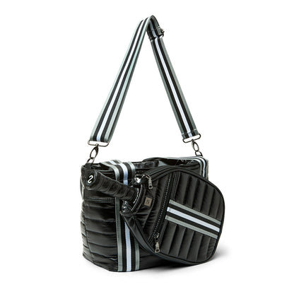 Think Royln Ace of the Court pickleball bag in sleek black patent finish, designed for carrying pickleball gear and accessories.