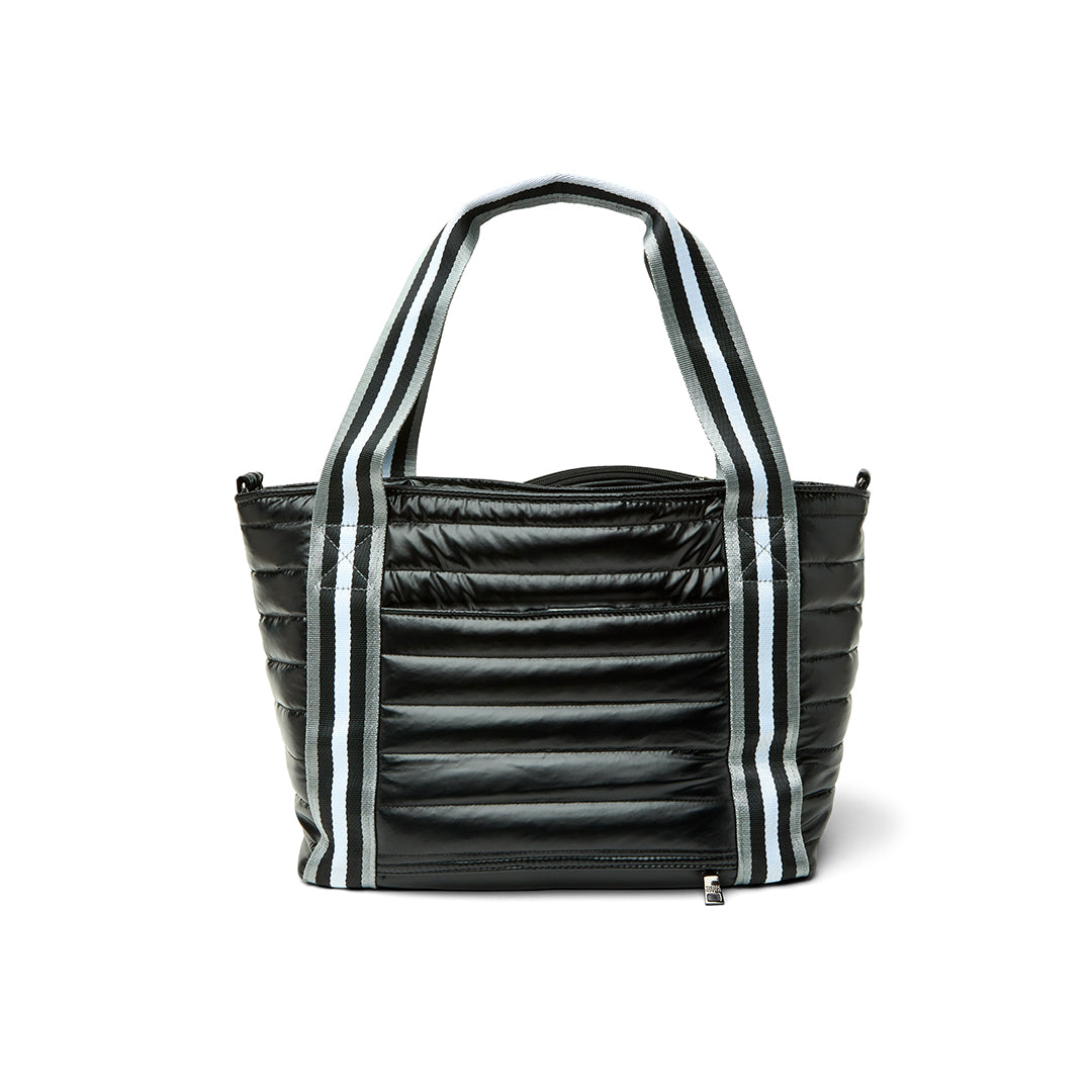 Think Royln Ace of the Court pickleball bag in sleek black patent design, stylish and functional pickleball accessory bag.