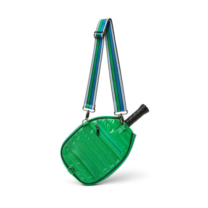 Think Royln Ace of the Court pickleball bag in black patent finish, stylish storage for pickleball gear and accessories.