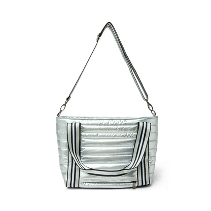 Black patent Ace of the Court Pickleball Bag by Think Royln with multiple compartments and stylish design.