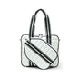 White patent Sporty Spice pickleball bag by Think Royln, featuring multiple compartments and sporty design for convenient storage.