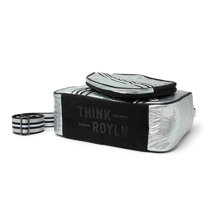 Think Royln Sporty Spice pickleball bag in white patent finish with multiple compartments and sporty design.