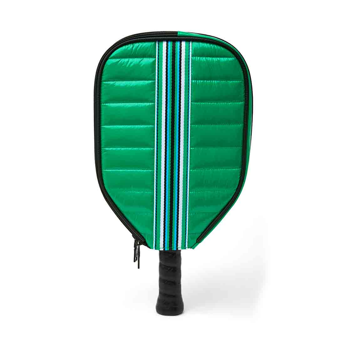 White patent Sporty Spice Pickleball Bag by Think Royln, featuring multiple compartments and sporty design for pickleball gear storage.