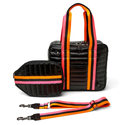 White patent Sporty Spice Pickleball Bag by Think Royln with multiple compartments and sporty design for pickleball gear storage.