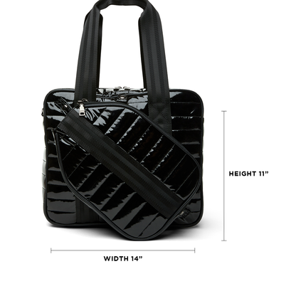 White patent Sporty Spice pickleball bag by Think Royln with multiple compartments and sporty design, ideal for carrying pickleball gear.