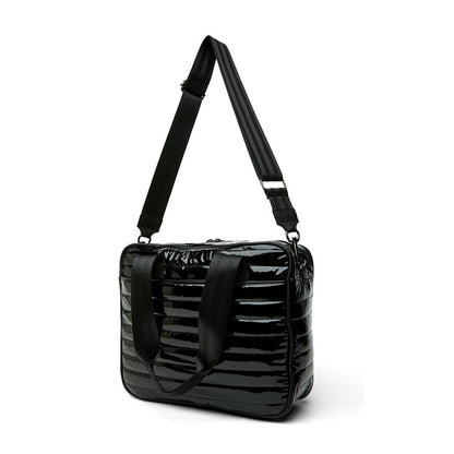 White patent Sporty Spice Pickleball Bag by Think Royln, featuring multiple compartments and sporty design.