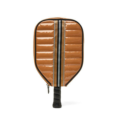 Think Royln Sporty Spice pickleball bag in white patent with sporty design and multiple compartments.