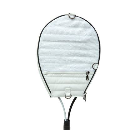 Black patent Love Royln tennis bag by Think Royln featuring sleek design and spacious compartments for tennis gear.