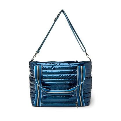 Black patent Love Royln tennis bag by Think Royln with sleek design and spacious interior for tennis gear.