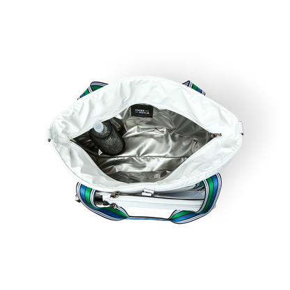 Black patent Love Royln tennis bag by Think Royln with sleek design and spacious compartments for tennis gear.