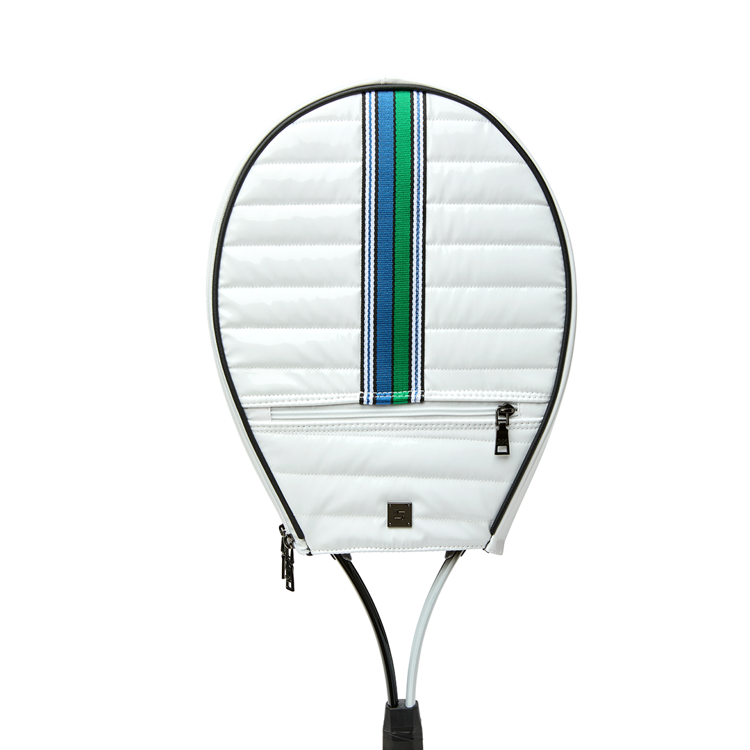 Black patent Love Royln tennis bag by Think Royln with sleek, stylish design and spacious interior for tennis accessories.