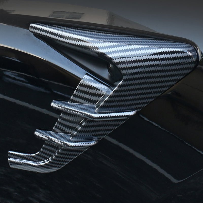 Tesla Model 3 Highland/Y Thunder Side Camera Cover, exterior trim for Version 4.0 camera, black plastic, precise fit, durable design.
