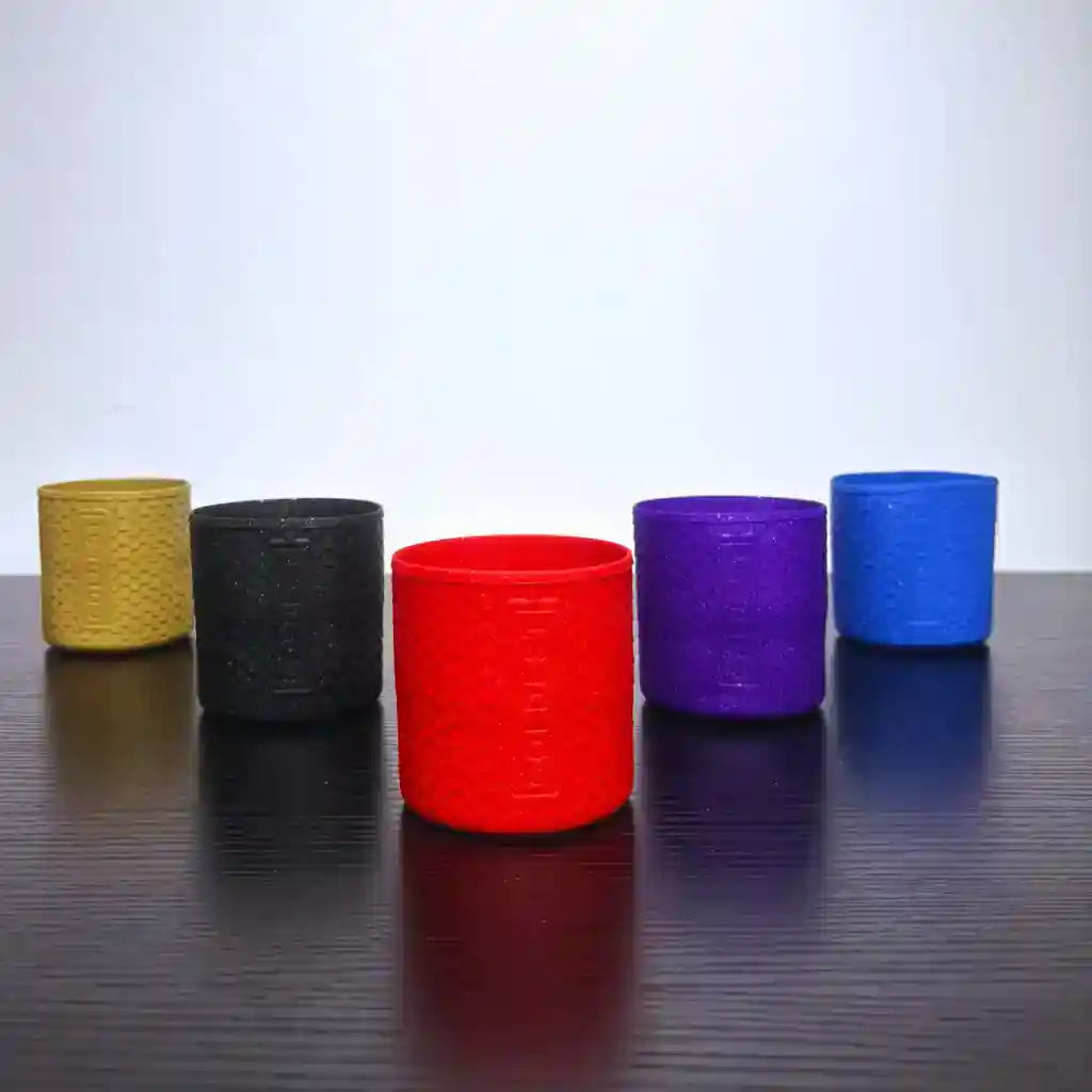 Set of five Coldest boots accessory covers in assorted colors, designed for cold weather protection and style.