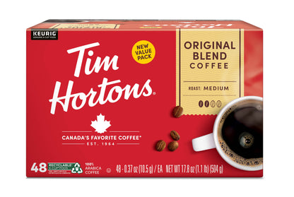 Tim Hortons Dark Roast Keurig coffee pods, 24-count, featuring rich, bold coffee in individual K-Cup pods.