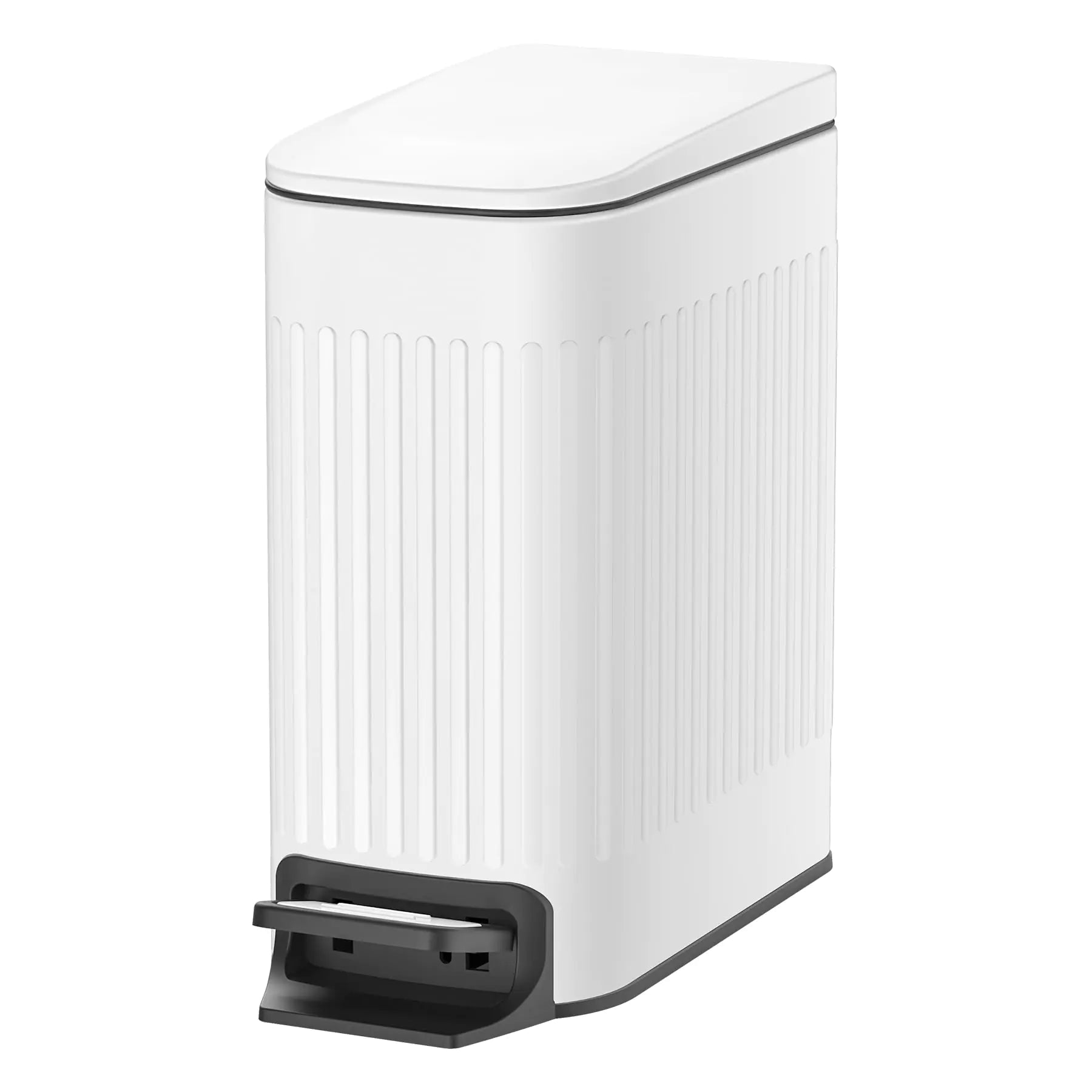 TIPGO Slim Bathroom Trash Can with Lid Soft Close 6 Liter / 1.6 Gallon Stainless Steel Garbage Can with Removable Inner Bucket Foot Pedal Small Trash Cans for Bedroom Office Kitchen (White) - BACKUPMYFILESNOW
