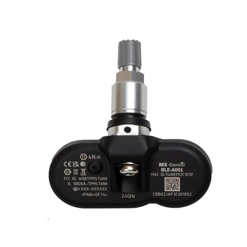 Tesla Model 3/Y/S/X BLE Bluetooth TPMS sensor set by Tesery Official Store, showing four tire pressure monitoring sensors.