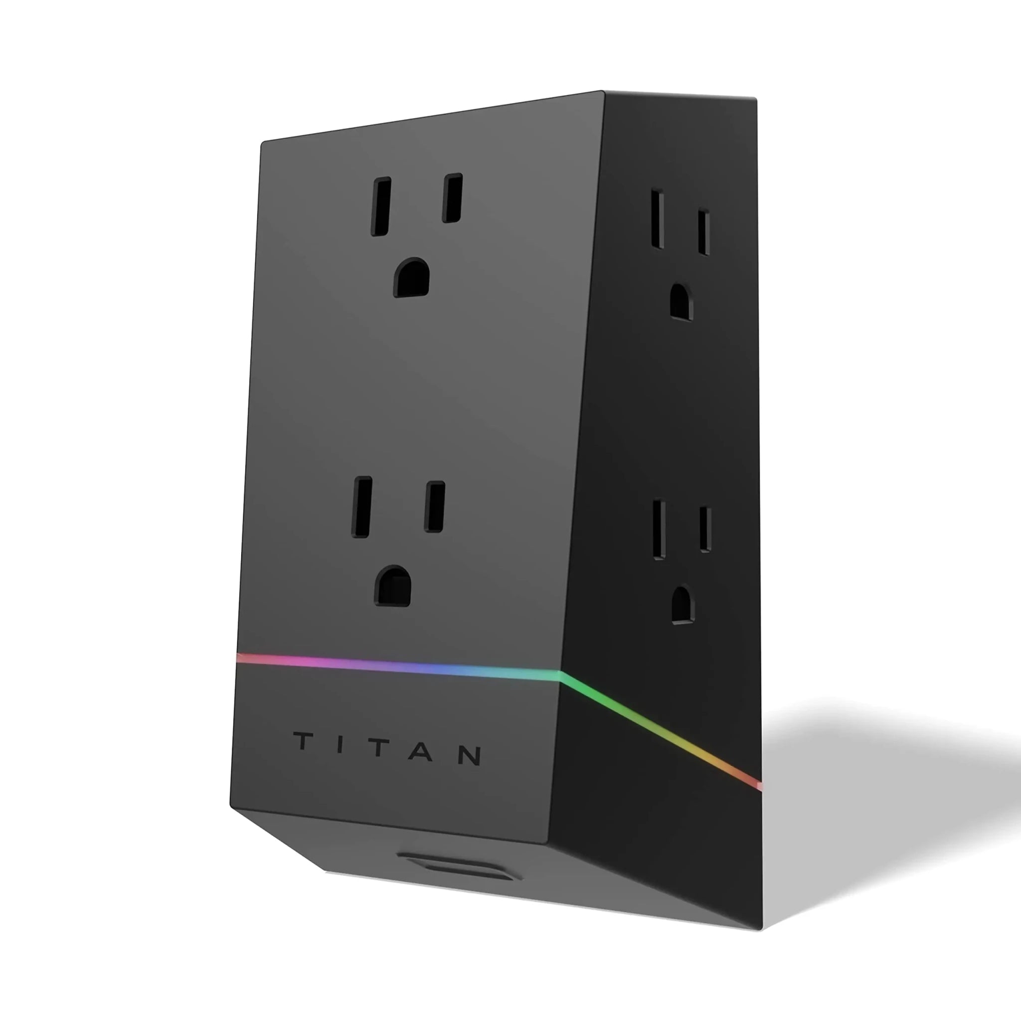 Titan 6 - Outlet Surge Protector LED Light Strip with Full Spectrum Color - Select Outlet Extender Compatible with Power Gaming PC Laptop Computer Setup PS4 PS5 Xbox Black 57365 - BACKUPMYFILESNOW