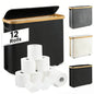 Toilet Paper Storage Basket with Lid Holds 12 Roll Paper Foldable Large Capacity Toilet Paper Holder - BACKUPMYFILESNOW.COM®