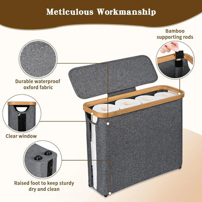 Toilet Paper Storage Basket with Lid Holds 12 Roll Paper Foldable Large Capacity Toilet Paper Holder - BACKUPMYFILESNOW.COM®