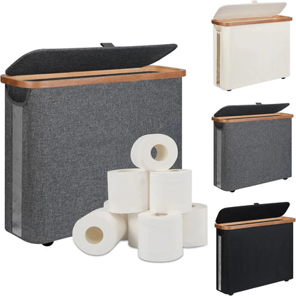 Toilet Paper Storage Basket with Lid Holds 12 Roll Paper Foldable Large Capacity Toilet Paper Holder - BACKUPMYFILESNOW.COM®